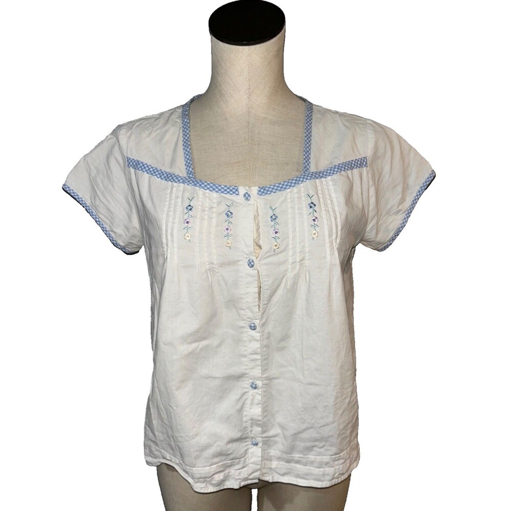 Vintage Women's Peasant Prairie Embroidered Cottagecore Blouse Top size S No Tag